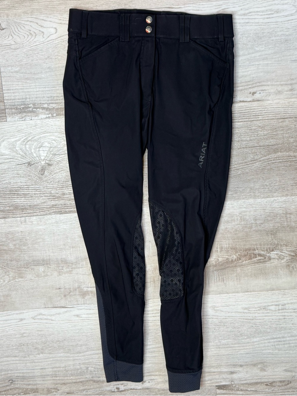 Ariat Pro Series Tri Factor Grip Knee Patch Breech Black Women size 28 L 27.5”